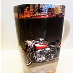 Porcelanowy kubek - MOTOCYKL - wysoki kubek z motocyklem