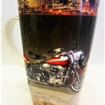 Porcelanowy kubek - MOTOCYKL - wysoki kubek z motocyklem