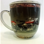 Porcelanowy kubek z zaparzaczem - MOTOCYKL - kubek z motocyklem