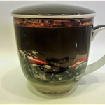 Porcelanowy kubek z zaparzaczem - MOTOCYKL - kubek z motocyklem