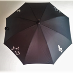 Muzyczny Parasol z rączka z eko-skóry - Nutki - Klucz wiolinowy - Zebra Music
