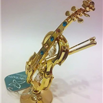 Skrzypce miniatura z kolorowymi kryształami Swarovskiego - ZEBRA Music - Swarovski