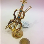 Skrzypce miniatura z kolorowymi kryształami Swarovskiego - ZEBRA Music - Swarovski