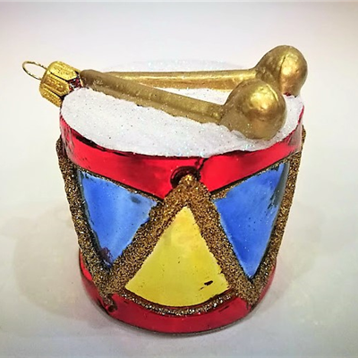 Bęben marszowy - szklana bombka ręcznie malowana - Made in Poland 00k04.02