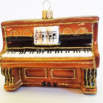 Pianino (brązowe) - szklana bombka ręcznie malowana - Made in Poland 11S53 Zebra Music