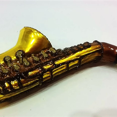 Saksofon - szklana bombka ręcznie malowana - Sax - Made in Poland 10S77 Zebra Music 