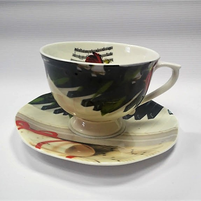 Filiżanka z klawiaturą fortepianu - pianinem -porcelana - fortepian - pianino - znakomity prezent dla muzyka