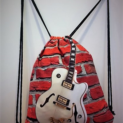 Plecak-Worek z gitarią elektryczną - Hollowbody - gitara elektryczna - PL07 Zebra Music - nadruk 3D