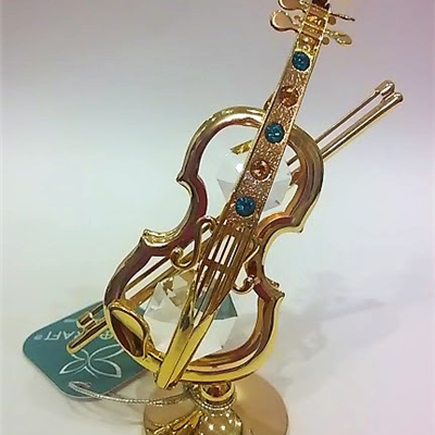 Skrzypce miniatura z kolorowymi kryształami Swarovskiego - ZEBRA Music - Swarovski