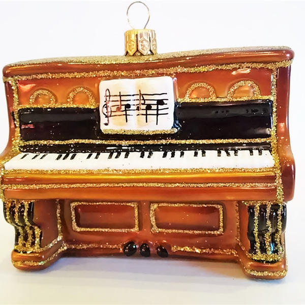 Pianino (brązowe) - szklana bombka ręcznie malowana - Made in Poland 11S53 Zebra Music