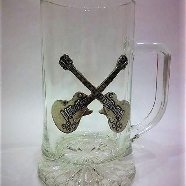 Kufel do piwa z gitarami typu LP 500ml gitara gitary Made in Portugal idealny na prezent dla gitarzysty