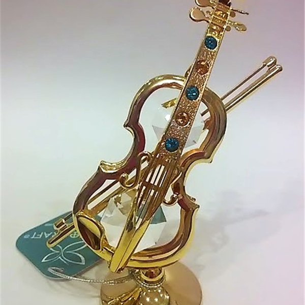 Skrzypce miniatura z kolorowymi kryształami Swarovskiego - ZEBRA Music - Swarovski
